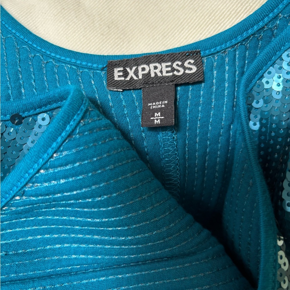 Express Blue sequin tank top - Picture 4 of 4